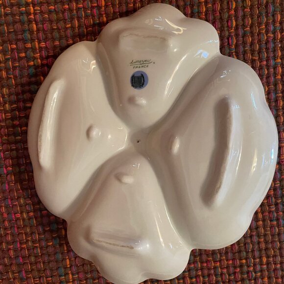 Limoges France 4 Section Candy Dish Butterflies and Bluebell Flowers - Picture 2 of 3